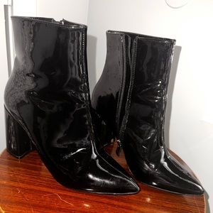 Glossy Black Heel Boots